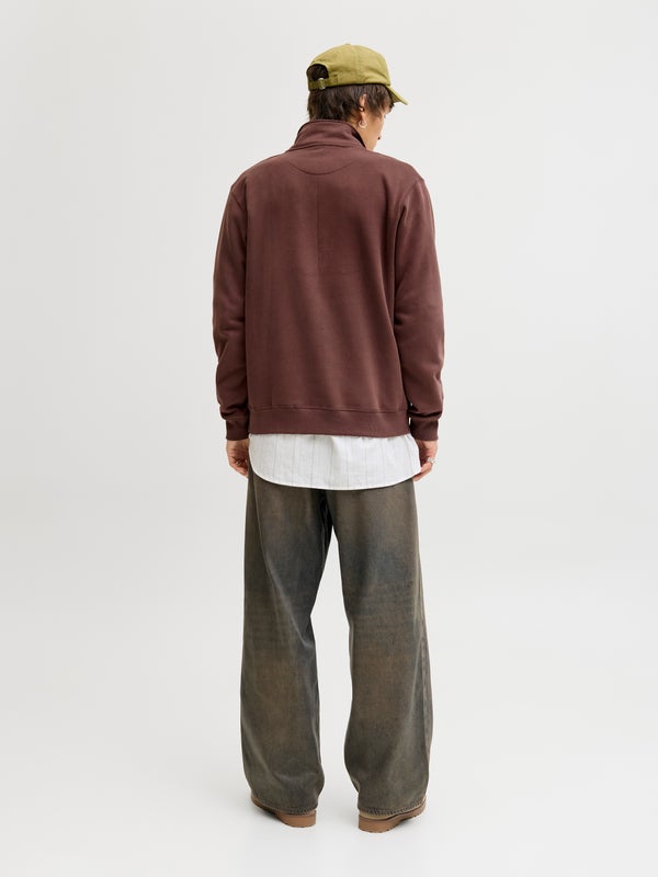 Premium By Jack & Jones Half Zip Sweatshirt Red / Deep Mahogany