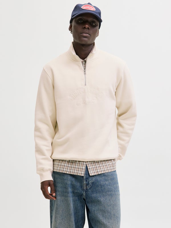 premium by jack & jones Half zip Sweatshirt White / Antique White