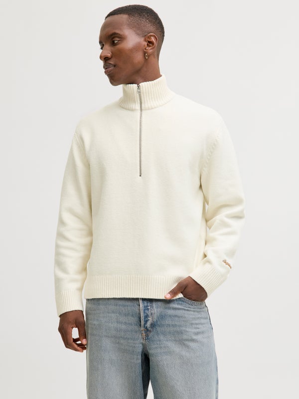 premium by jack & jones Half zip Sweatshirt White / Sea Salt