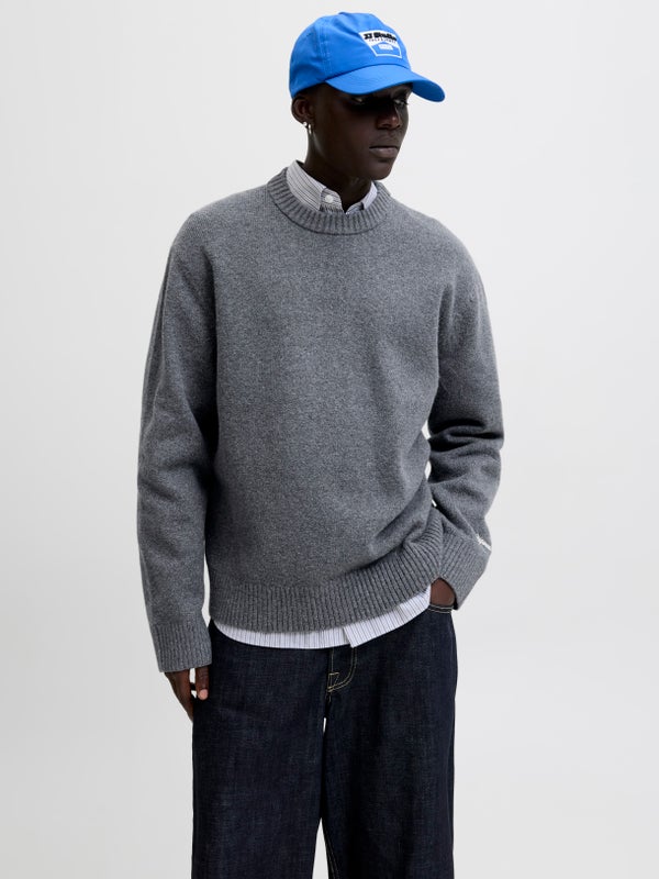 Premium By Jack & Jones Knitted Pullover Grey / Dark Grey Melange