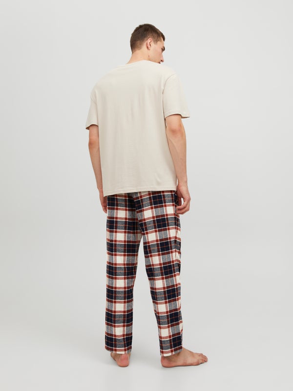 Premium By Jack & Jones Pajama Pants Black / Cloud Dancer