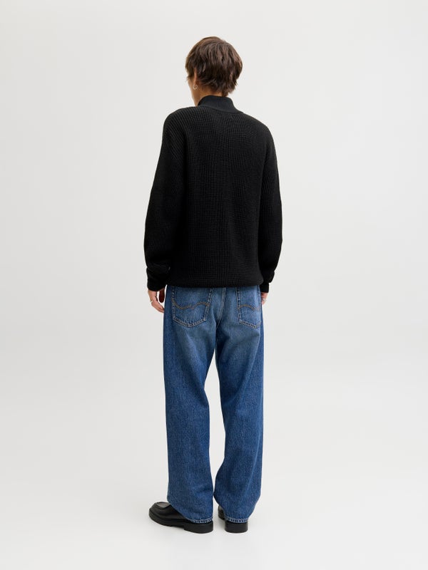 Premium By Jack & Jones Plain Half Zip Sweatshirt Black / Black