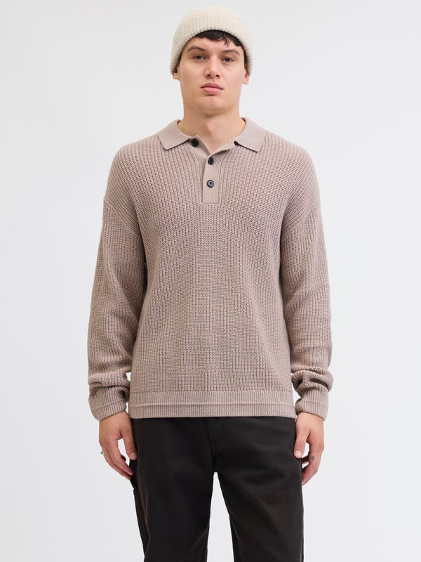 premium by jack & jones Plain Knitted polo Beige / Atmosphere