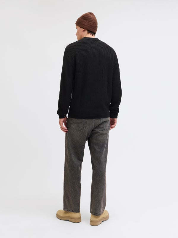 Premium By Jack & Jones Plain Knitted Polo Black / Black