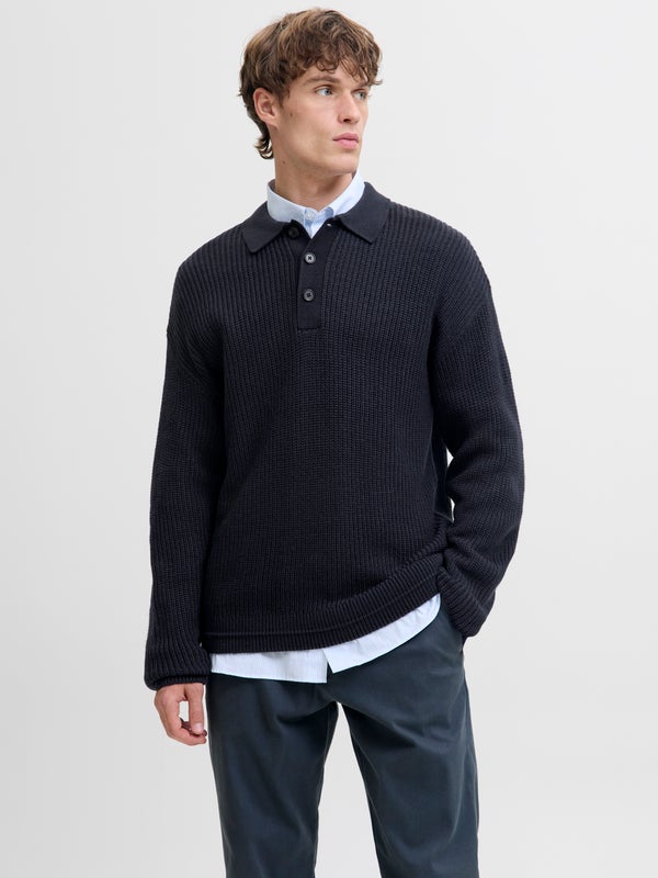 Premium By Jack & Jones Plain Knitted Polo Blue / Sky Captain