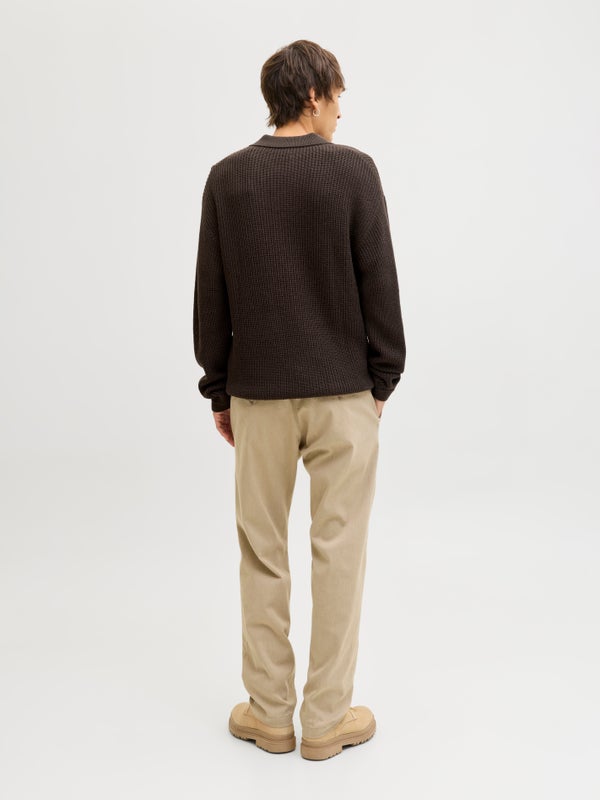 Premium By Jack & Jones Plain Knitted Polo Brown / Delicioso