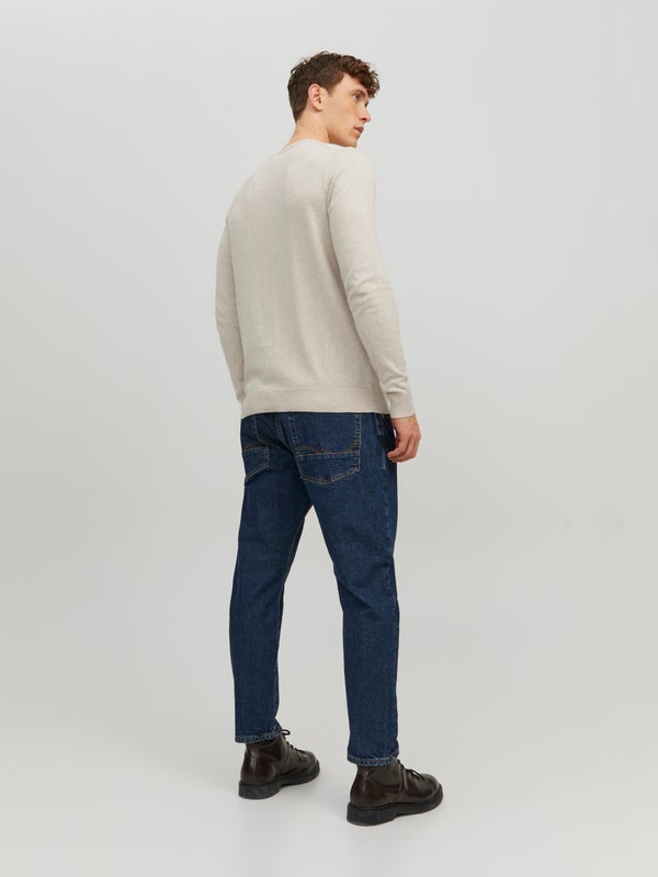 Premium By Jack & Jones Plain Knitted Pullover Basic:Beige / Oatmeal