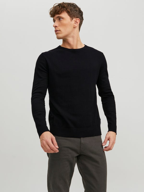 premium by jack & jones Plain Knitted pullover basic:Black / Black