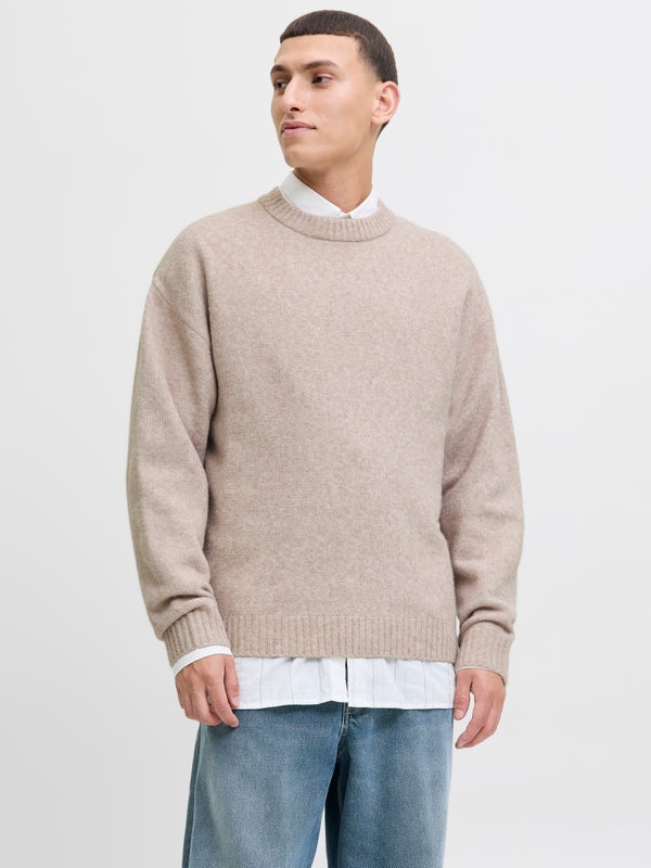 premium by jack & jones Plain Knitted pullover Beige / Atmosphere