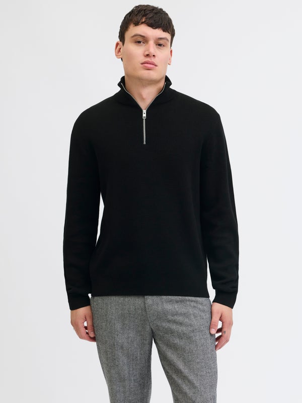 premium by jack & jones Plain Quarter zip Knit Black / Black