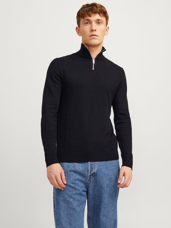 premium by jack & jones Plain Quarter zip Knit Black / Black