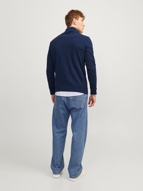 Premium By Jack & Jones Plain Quarter Zip Knit Blue / Navy Blazer