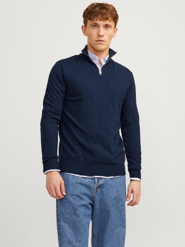 premium by jack & jones Plain Quarter zip Knit Blue / Navy Blazer