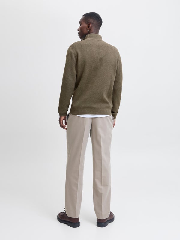 Premium By Jack & Jones Plain Quarter Zip Knit Green / Stonegray