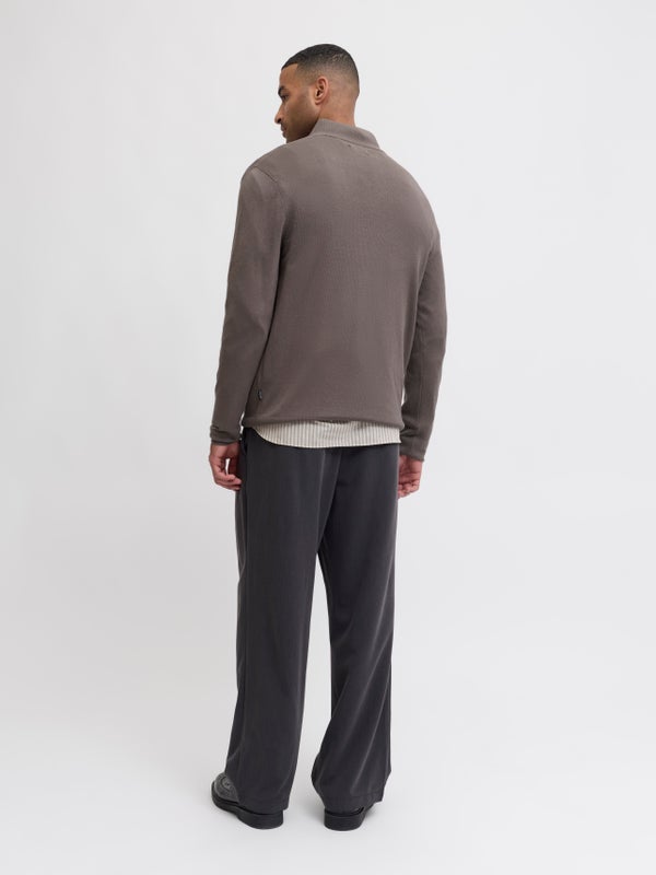 Premium By Jack & Jones Plain Quarter Zip Knit Grey / Falcon