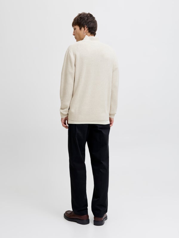 Premium By Jack & Jones Plain Quarter Zip Knit White / Cloud Dancer