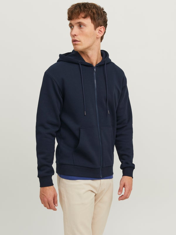 Premium By Jack & Jones Plain Zip Hoodie Blue / Navy Blazer