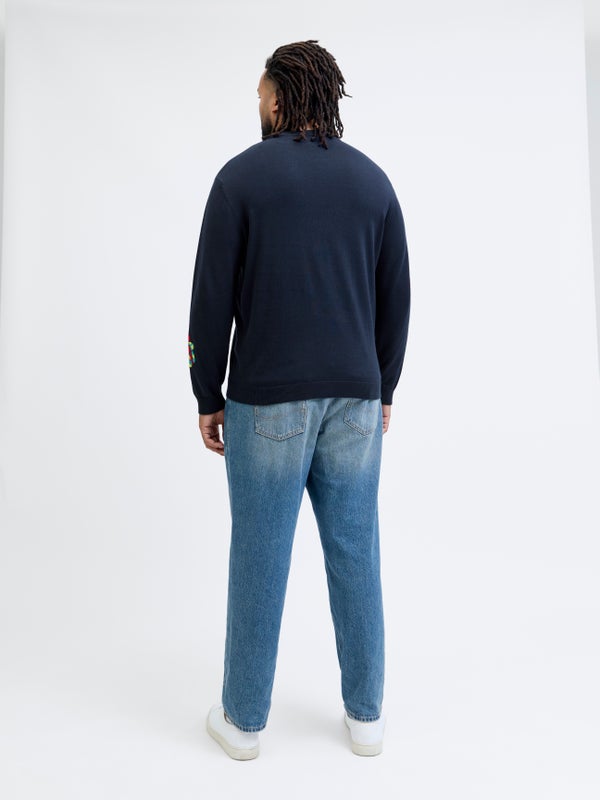 Premium By Jack & Jones Plus Size Knitted Pullover Blue / Sky Captain