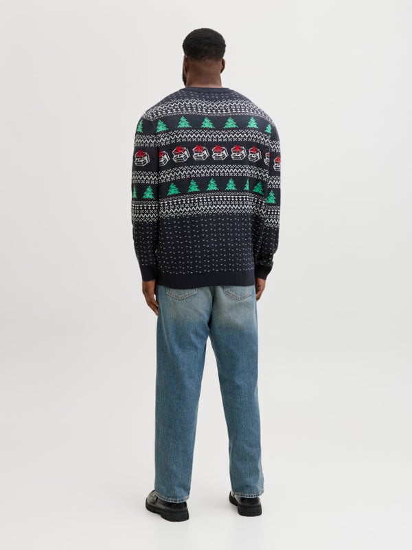 Premium By Jack & Jones Plus Size Knitted Pullover Blue / Sky Captain