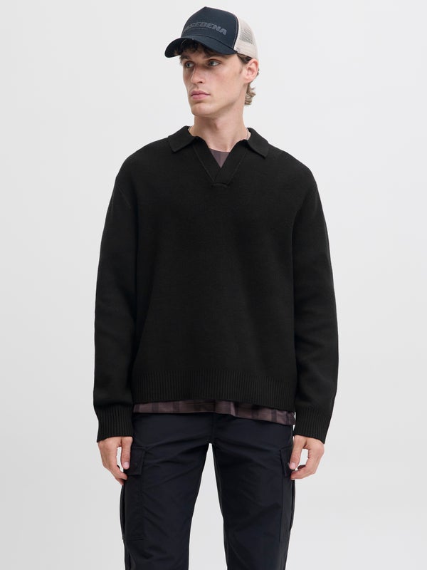 Premium By Jack & Jones Knitted Polo Black / Black