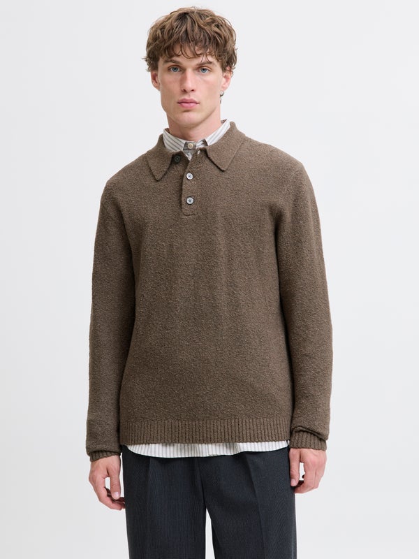 premium by jack & jones Knitted polo Brown / Brindle