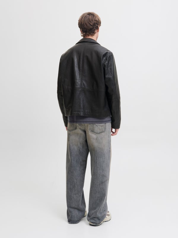 Premium By Jack & Jones Leather Jacket Black / Black