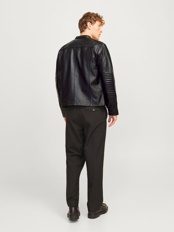 Premium By Jack & Jones Leather Jacket Black / Black