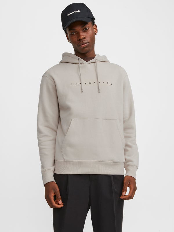 premium by jack & jones Logo Hoodie Beige / Moonbeam
