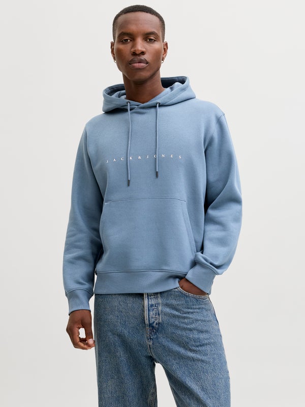 Premium By Jack & Jones Logo Hoodie Blue / Blue Mirage