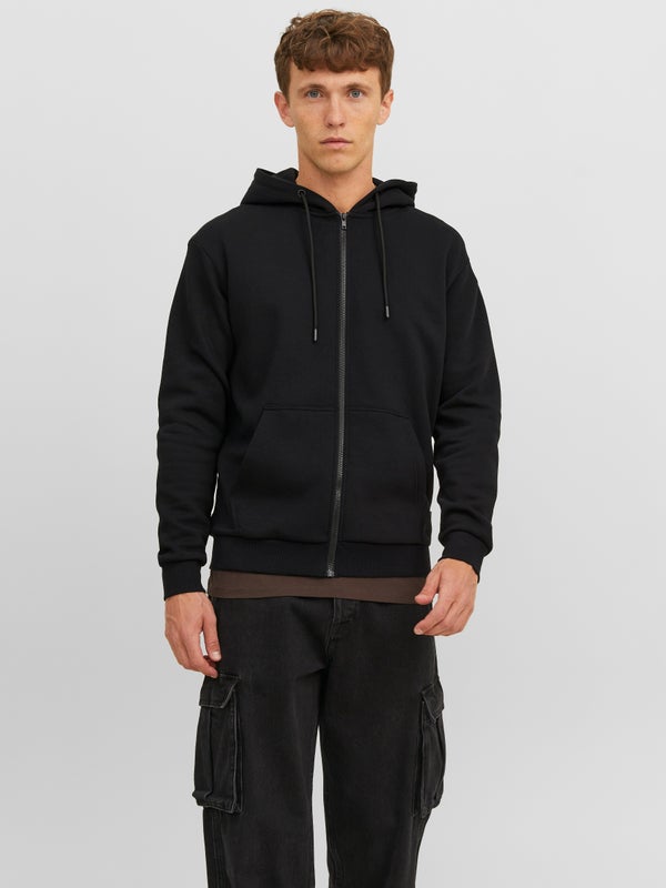 Premium By Jack & Jones Plain Zip Hoodie Black / Black