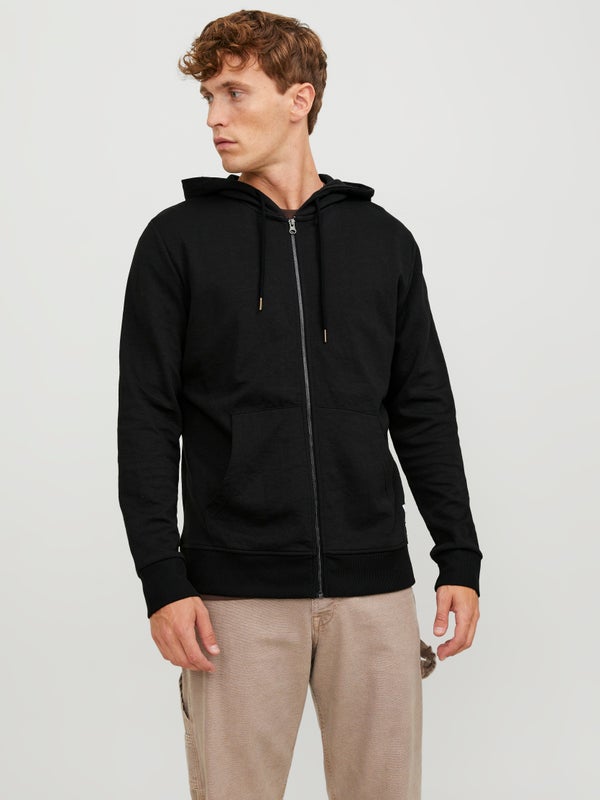 premium by jack & jones Plain Zip Hoodie Black / Black