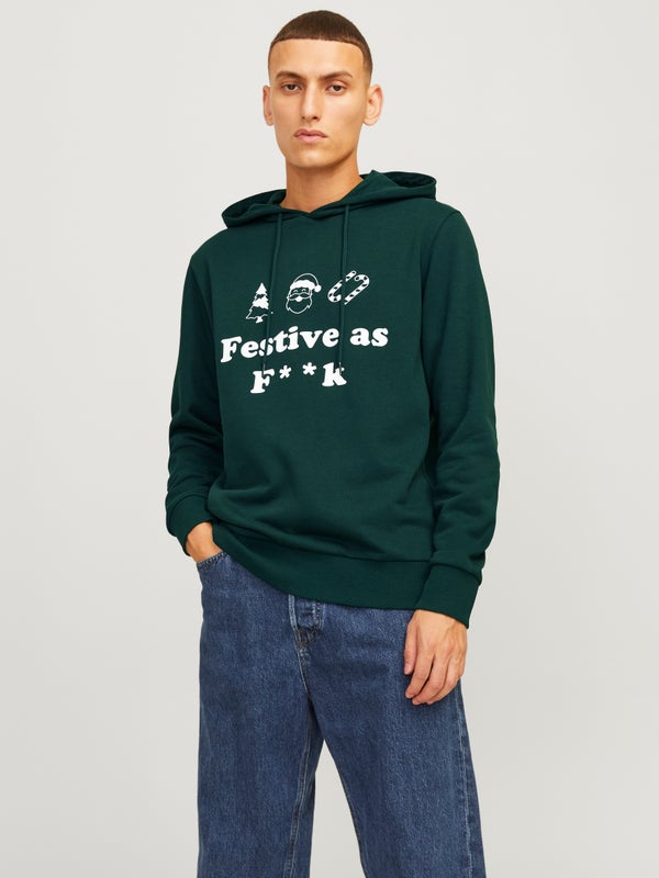 premium by jack & jones X-mas Hoodie Green / Scarab