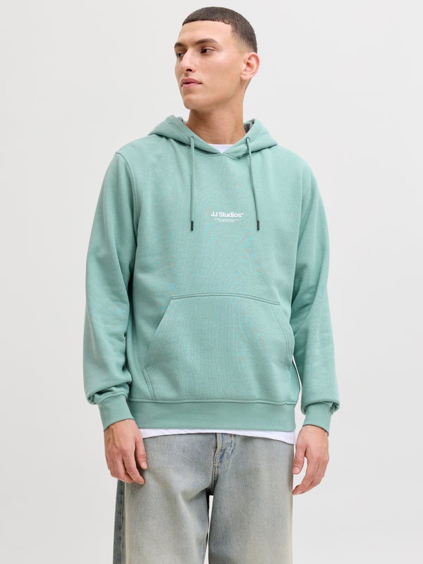 Premium By Jack & Jones Printed Hoodie Aqua / Mineral Blue