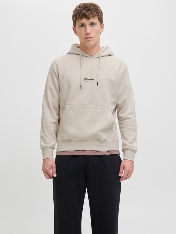 Premium By Jack & Jones Printed Hoodie Beige / Moonbeam