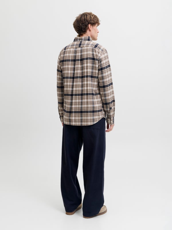 Premium By Jack & Jones Regular Fit Flannel Shirt Beige / SimplyTaupe