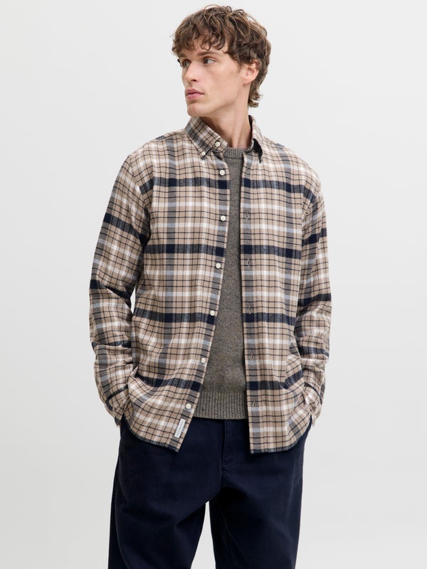 premium by jack & jones Regular Fit Flannel shirt Beige / SimplyTaupe