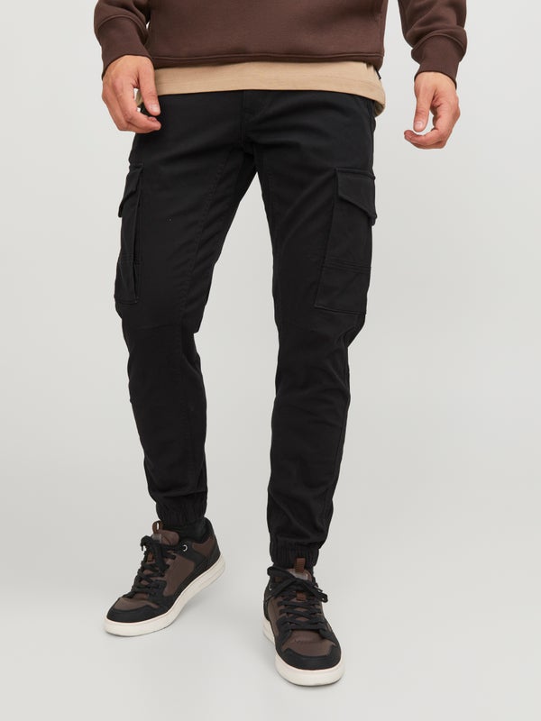 Premium By Jack & Jones Slim Fit Cargo Trousers Black / Black