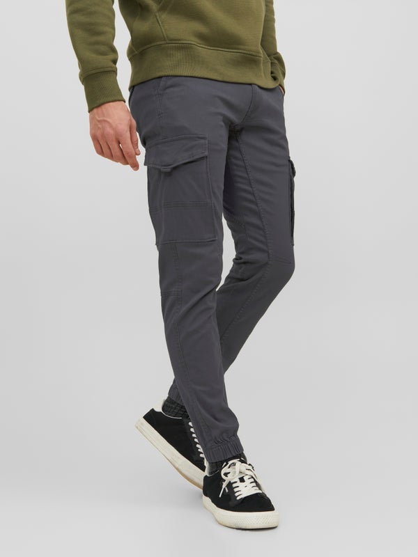Premium By Jack & Jones Slim Fit Cargo Trousers Grey / Asphalt