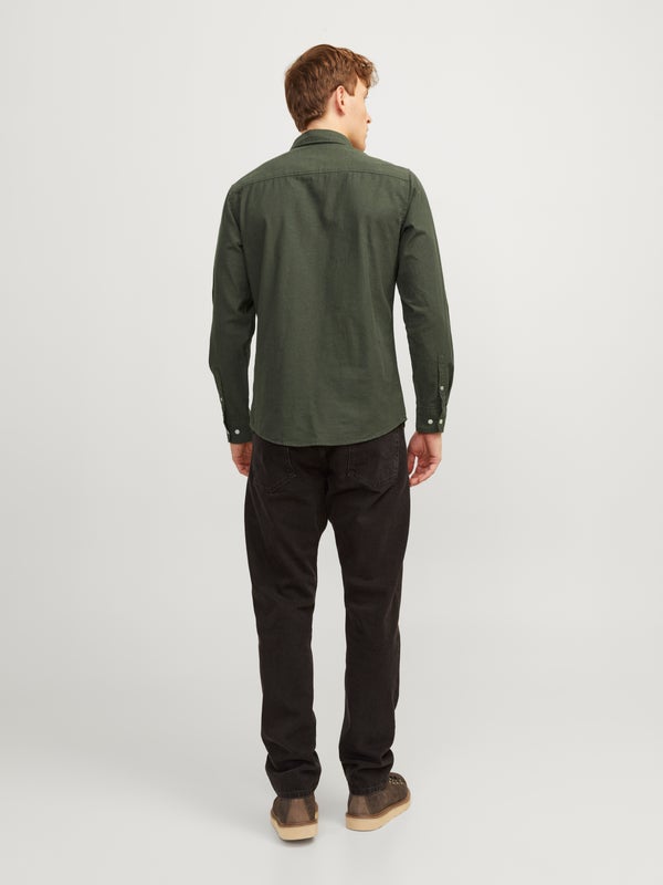 Premium By Jack & Jones Slim Fit Casual Shirt Green / Forest Night