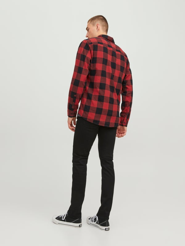 Premium By Jack & Jones Slim Fit Checked Shirt Red / Brick Red