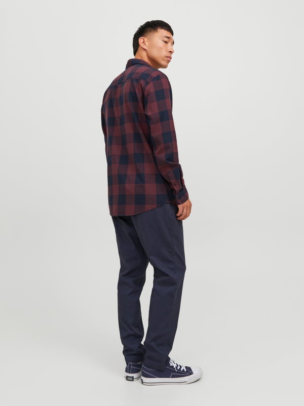 Premium By Jack & Jones Slim Fit Checked Shirt Red / Port Royale