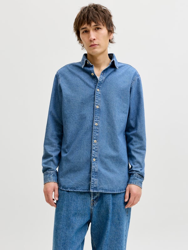 Premium By Jack & Jones Slim Fit Shirt Blue / Blue Denim