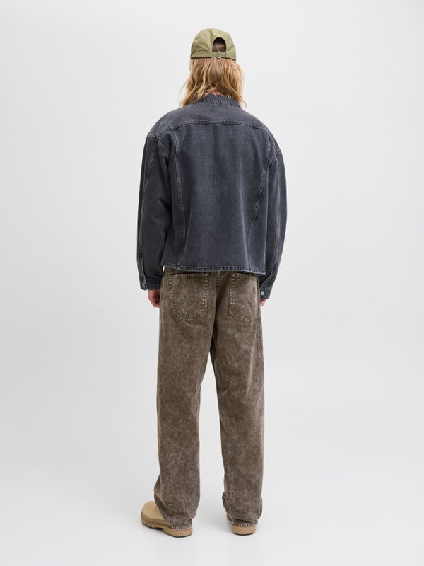 Premium By Jack & Jones Wide-Leg Fit Trousers Brown / Crocodile