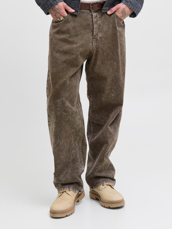 premium by jack & jones Wide-Leg Fit Trousers Brown / Crocodile