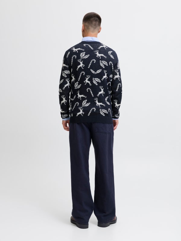 Premium By Jack & Jones X-mas Knitted Pullover Blue / Sky Captain