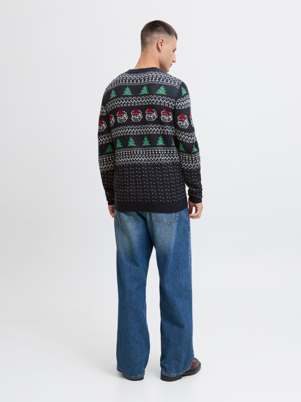 Premium By Jack & Jones X-mas Knitted Pullover Blue / Sky Captain