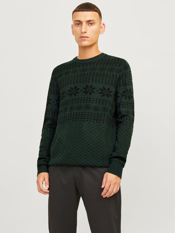 Premium By Jack & Jones X-mas Knitted Pullover Green / Scarab