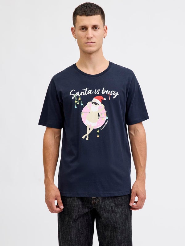 premium by jack & jones X-mas T-shirt Blue / Sky Captain