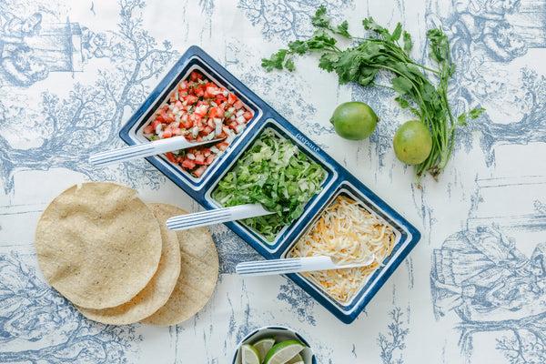 Prepara 3 Section Taco Tray (Coastal Stripe)