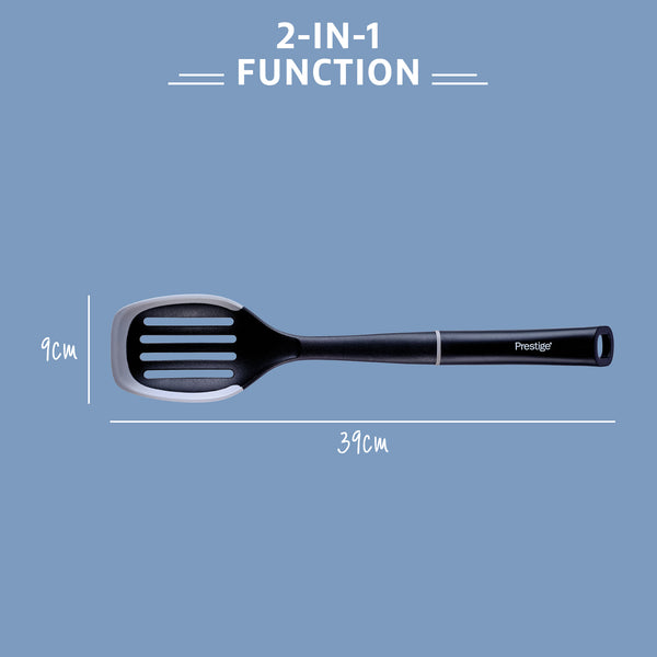 Prestige 2-in-1 Kitchen Utensil - Slotted Spoon With Silicone Edge